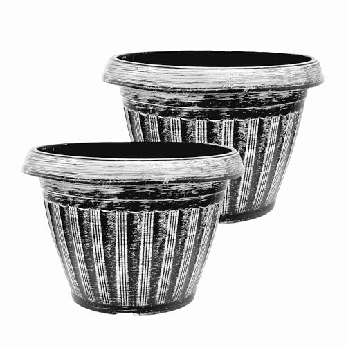 SG Traders Plant Pots Outdoor Garden Planters - Stylish Flower Pots to Durable Outdoor - Large Planters for Gardening Spaces with Our Stunning Décor (Silver 36cm)