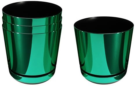 KORAD Set di 4 vasi con sottovaso di diametro 18 cm modello 087 - Verde Lucido; glamour; moderno, alta brillantezza, stile classico, rustico, loft, per piante, erbe, fiori e composizioni vegetali.