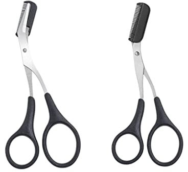 Augenbrauen-Trimmer, Schere mit Kamm, komfortable Fingergriffe, Augenbrauenformung, Schnittschere, Haarentfernungswerkzeug für Unisex, Erwachsene, Make-up, Anfänger, 2 Stück