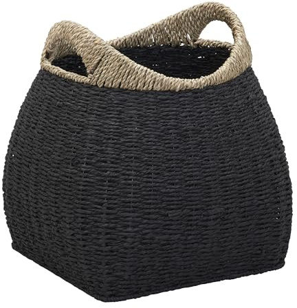Household Essentials Handled Basket, Two Tone Seagrass and Paper Rope