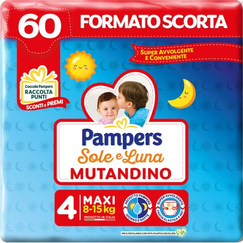 Pampers Sole e Luna Mut Maxi, Taglia 4 (8-15 kg), 60 Pannolini Bambino