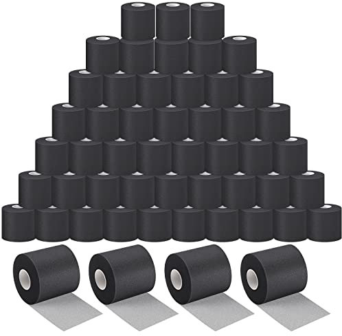 48 Stück Pre Wrap Athletic Tape für Haar 5 Farben Schaumstoff Underwrap Sport Athletic Tape Bulk 7 cm breit atmungsaktives Klebeband für Haare, Knöchel, Handgelenke, Knie, Sport (schwarz)