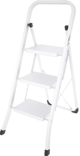 CILVANI SGABELLO 3 GRADINI IN ACCIAIO CON 3 GRADINI ANTISCIVOLO BIANCO