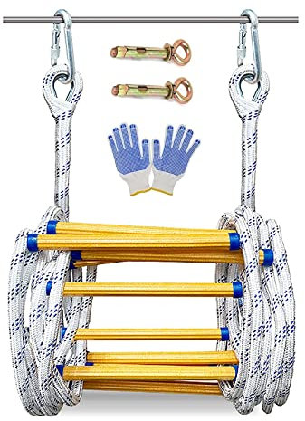 AiQima Échelle de Corde, Échelle de Secours, Échelle de Corde d'escalade À Haute Charge, pour Échelle de Secours d'urgence/30Cm Spacing/14M/46Ft