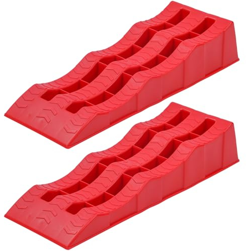 KATSU 2 pz Rampe di livellamento per roulotte Capacità 4 Tonnellate Heavy Duty 3 gradini in plastica per camper Camper Rampe per marciapiede Livellatori per blocchi di ruote