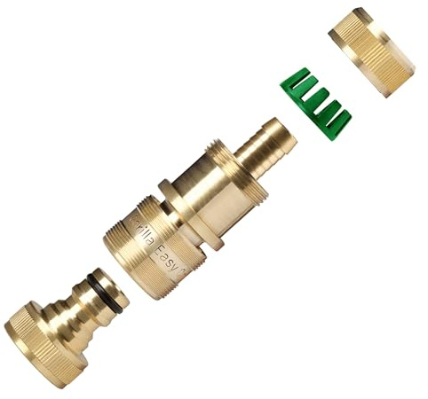 GORILLA EASY CONNECT Soaker Hose Pressure Reducer Regulator with Integrated Female Quick Connector - Includes Male Connector with 3/4 GHT Threads and Integrated 1/2 Inch Hose Barb - Solid Brass