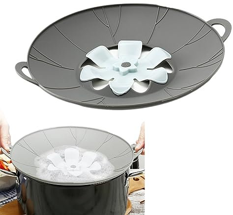 Silicone Splatter Guard, Silicone Pan Lid, Spill Stopper Lid Cover, No Spill Reusable Boil Over, Boil Over Spill Stopper, Splatter Guard, for Pans and Pots Boil Over Safeguard (Gray)