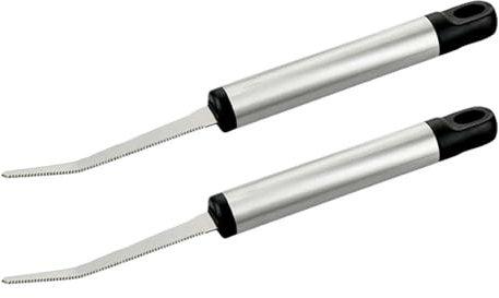 Lot de 2 couteaux à pamplemousse en acier inoxydable - Éplucheur à pamplemousse - Éplucheur à pamplemousse - Outil à fruits incurvé dentelé pour cuisine - Facile à accrocher et passe au lave-vaisselle