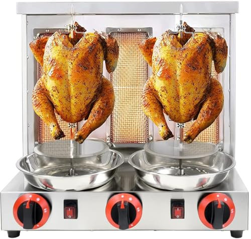 GAYAYAS Asador Vertical, Horno asador Giratorio de 360°, asador de Acero Inoxidable a Gas propano, Adecuado para reuniones Familiares y reuniones de Amigos