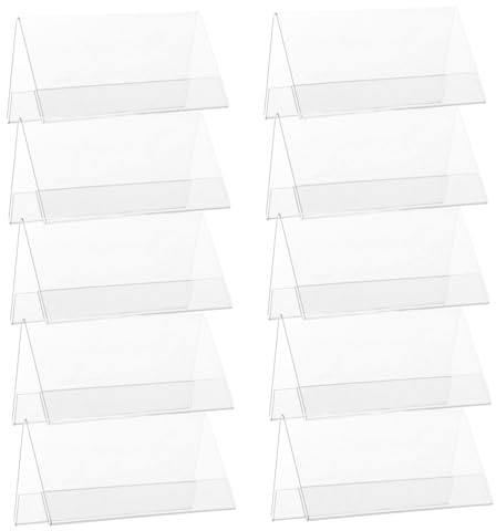 SHINEOFI Portatarghetta da Scrivania a Forma di V 10 Pezzi in Pet Trasparente Resistente alla Deformazione, Stile Semplice e Raffinato per Riunioni e Conferenze