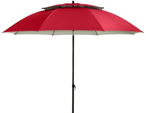 Doppler Sonnenschirm 200cm in rot I für Strand sowie Balkon & Terrasse I Schirm höhenverstellbar I Mit UV-Schutz & knickbar I Für Strand & Freibad I Strandschirm