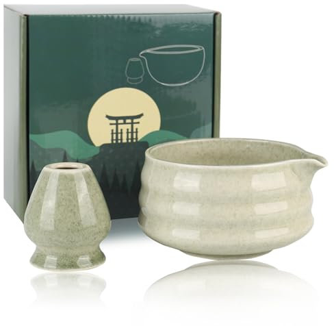 Trendecor 2 Teilige Matcha Schale, Matcha Set Matcha Farbe Traditionelles Japanisches Teeset Matcha Zeremonie Keramik Matcha Schale Matcha Keramikschale für Büro Teestube