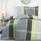 BaSaTex Mikrofaser Seersucker Bettwäsche Set - bügelfreie Microfaser Bettgarnitur Öko-Tex Zertifiziert - 135x200 cm + 80x80 cm - Design: Luca Grau Grün