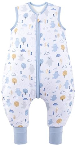 ToyaTec Saco de Dormir para bebé con pies, rayón súper Suave Hecho de bambú, Saco de Dormir de Fibra de bambú para niños, 2,5 TOG, Manta de Dormir para otoño e Invierno (Oso, 80 cm (18-36 Meses))