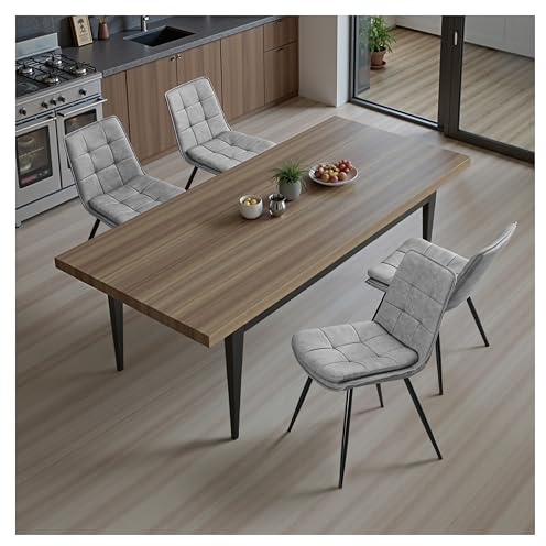 STOOLINK Chaise Salle à Manger Lot de 4, Chaise de Salle à Manger en Cuir Microfibre, Moderne Chaise de Salle Design en Damier, Chaise de Cuisine Rembourrée sans Accoudoirs pour Cuisine, Salon - Gris