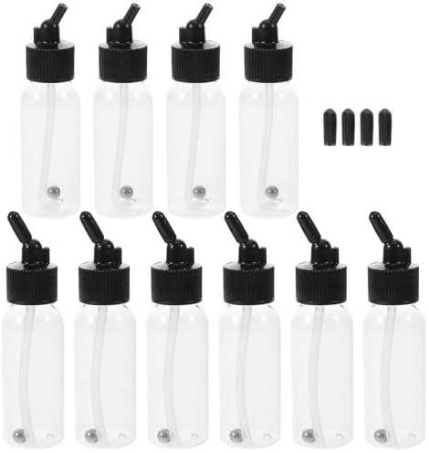 SEWOART 10 Pezzi Bottiglie Aerografo Plastica con Tappo Rimovibile per Doppia Azione Sifone Contenitori Trasparenti per Vernice Miscelazione Uniforme e Dosaggio Preciso per Modellismo e