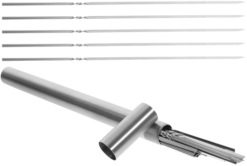 CHILDWEET Spiedini in Acciaio Inox per Barbecue, Set da 35 Pezzi Supporto, Spiedini Riutilizzabili per Grigliate, Feste e Picnic