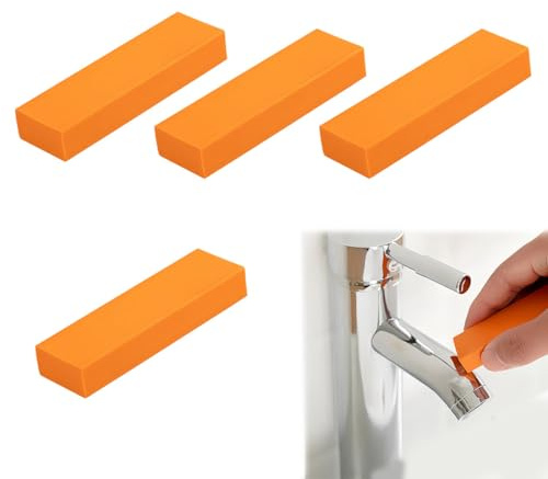 Quesuc 4 Pezzi Gomma Magica Gomma Sporco Multifunzionale Bagno Cucina Gomma Pulizia Piano Lavoro Gomma Ca. 8X1,3X2,5Cm Per Vetro, Pareti, Rubinetti Arancione