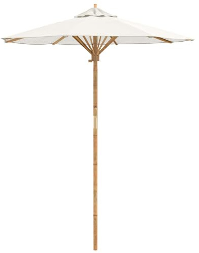 Vopese Garden Parasol Cream White Ø 180 x 230 cm Bamboo For outdoor, terrace, and garden shading purposes ZSSCJ-UK4108080UK