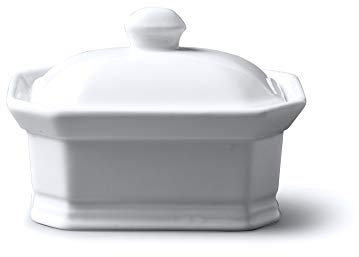 WM Bartleet & Sons 1750 T225 Butter/Terrine Dish with Lid, Porcelain, White,11x8x7cm
