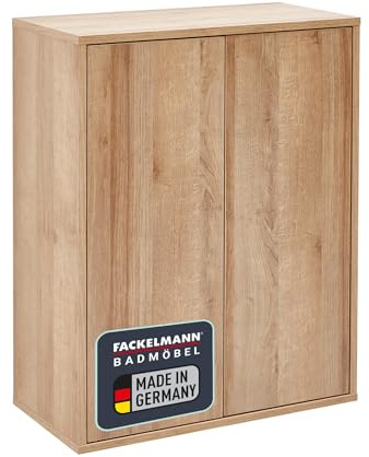 FACKELMANN Finn Midischrank in Eiche-Optik, 60 cm, mit Push-to-Open Technik, ideal für kleine Bäder und Gäste WCs, Made in Germany