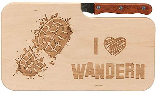 Snack board avec couteau - Snack board avec gravure - Planche en bois avec couteau - Cadeaux pour randonneurs - Cadeaux pour l'extérieur - Petit déjeuner en plein air
