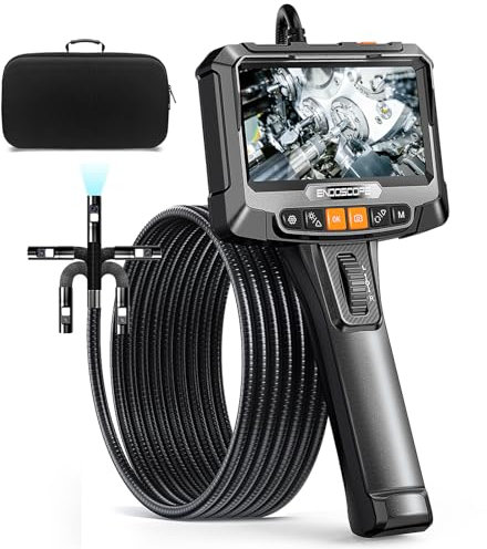 Dual Kameras Endoskopkamera mit Licth, 360° 1080P HD Drehbar Inspektionskamera 5,0 Zoll IP67 Wasserdichtes Rohrkamera Kanal Endoskop Kamera mit 8+1 LEDs, 32G Karte und Tragetasche-1.5M