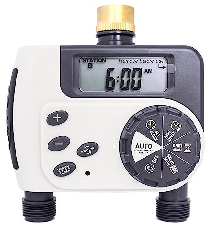 GNCGarden Orbit 94148 Buddy II - Programmatore di irrigazione, digitale, programmatore di irrigazione a due porte, programmatore di irrigazione a batteria