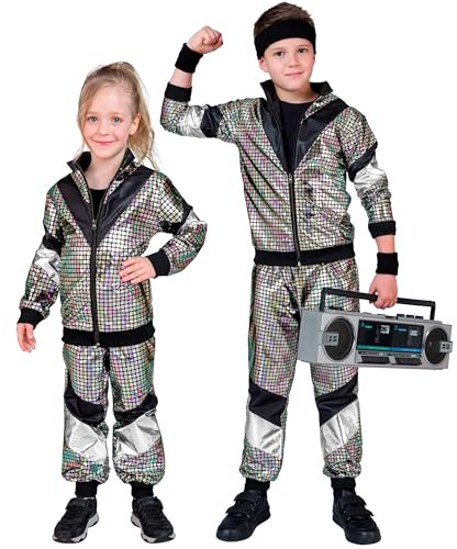 W WIDMANN MILANO Party Fashion – barndräkt träningsoverall, jacka och byxor, 80-tals outfit, joggingdräkt för karneval och fest