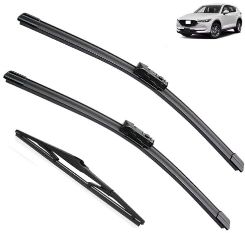 Juego de escobillas limpiaparabrisas compatible con Mazda CX5 CX-5 CX 5 KF MK2 Parabrisas trasero delantero Ventana de limpiaparabrisas 2017 2018 2019 2020 2021 2022 2023(Front Rear,LHD)