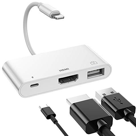 AGEEMY Lightning HDMI Adapter für iPhone - 3 in 1 Digital AV OTG USB Kamera Adapter - Kompatibel Mit iPhone 14/13/12/11/XS/XR/X/8/7/6