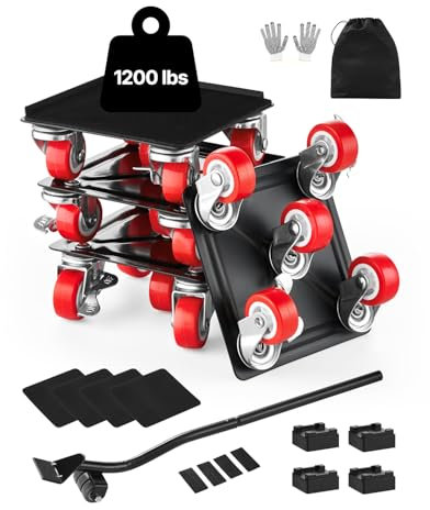 VEVOR Chariot de Déménagement 4PCS Déplace Meubles Lourds Capacité Charge 544 kg 5 Roues Pivotantes 360° Plateau Roulant Manutention Déménageur Acier Carbone pour Meuble Réfrigérateur Canapé Armoire