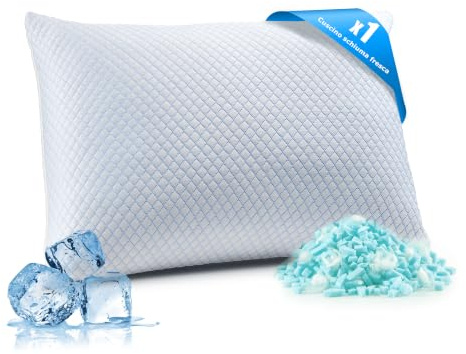 UNIKOME Cuscino di raffreddamento 50x70CM, cuscino in memory foam a doppia faccia, cuscino di raffreddamento freddo/caldo rimovibile, blu per estate/autunno, bianco per inverno/primavera, Oeko-Tex