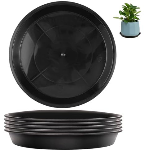Orixo 6 Pièces Soucoupe Pot Fleur 18 cm Rond, Coupelle Pot de Fleur, Soucoupe Pot de Fleur, Soucoupes pour Pots de Fleurs, Soucoupes pour Plantes, pour Intérieur Extérieur (Noir)