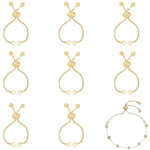 Beebeecraft 10 st 12 cm justerbara skjutarmband, 18K guldpläterat skjutarmband, kedjetillverkning, förlängningskedjor med kulände för smyckestillverkning, kvinnor gör-det-själv-hantverk