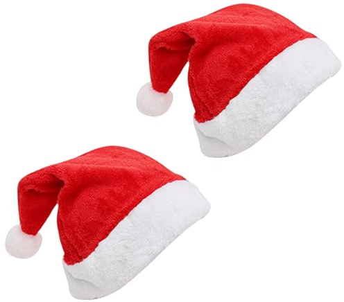 YXHZVON 2 Pcs Gorros de Papa Noel, Sombrero Corto Gorro Papá Noel de Felpa, Niños Unisex Suave Rojos Navidad para Navidad Decoración Año Nuevo Fiestas de Vacaciones