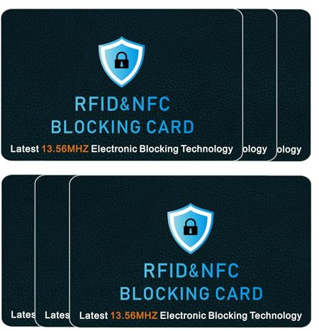 KRENIE 6 Pack RFID Blocking Cards - Force Field Max Card Protector - Anti-Theft RFID & NFC Blocker for Wallets – Slim RFID Safe Card Sleeves for Men & Women