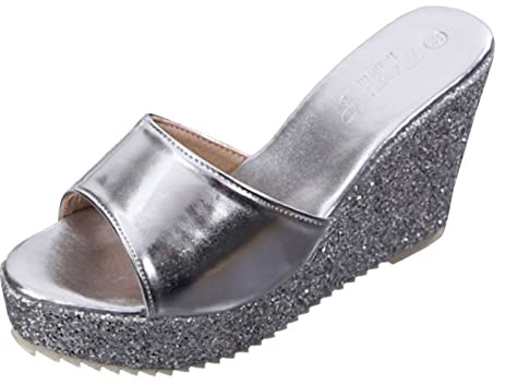 Generisch Sandalias Mujer Casual Verano Planas Suelas Diseño Niños Espadrilles Plataforma Sandalias de Cuña, plata, 40 EU