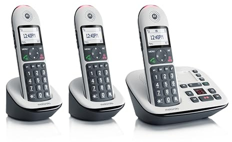 Motorola CD5013 Big Button Cordless Landline Home Phone, Trio Handset Pack