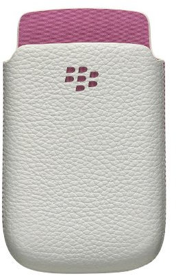 Rim Blackberry Leather Pocket - Bolsa Para Teléfono Inteligente - Cuero - Blanco Con Acento Rosa - Blackberry Torch 9800