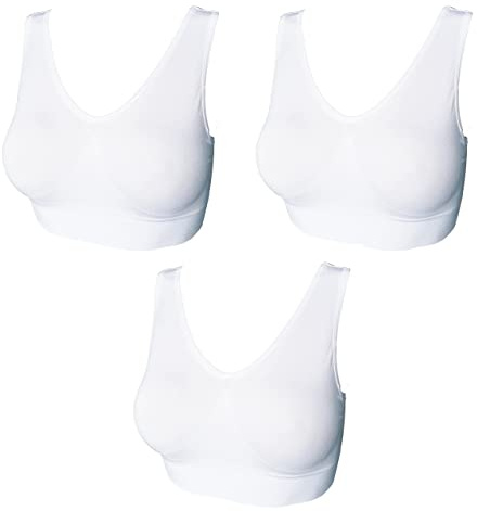 UtopyaUK 3 6 9 Pack Comfort Bra Women Girls Crop Top Seamless Bra Sleep Yoga Bralette Stretch Bras Sports Vest Wireless Post Surgery Bra Wire Free, 3 White, XL