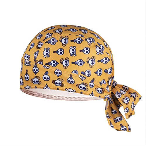 ShopINess Bandana da Ciclismo Unisex – sotto Casco Traspirante e Leggero Assorbe Il Sudore Protezione UV e Asciugatura Rapida per Bici Moto e Sport Outdoor Mini-Teschi (Giallo)