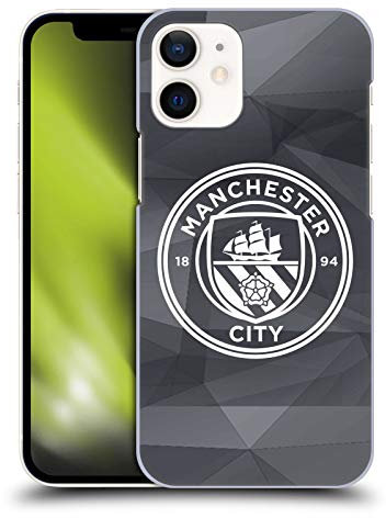 Head Case Designs Officially Licensed Manchester City Man City FC Black White Mono Badge Geometric Hard Back Case Compatible With Apple iPhone 12 Mini