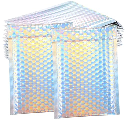 SHERCHPRY 12 Pcs Coussin Coloré Envoi Métallique Vieillissant Envelopper Enveloppes D'Expédition Étanchéité Sacs Holographiques Pour Bulles Petites Enveloppes Scellées