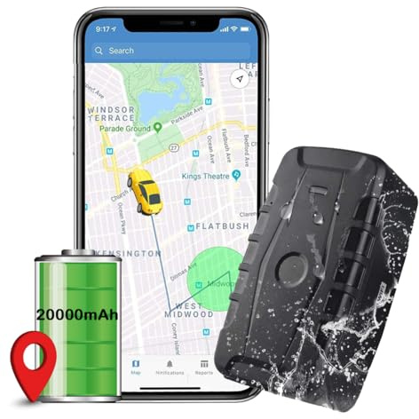 Localizador GPS para Coche y Flotas Batería 20000 mAh, Seguimiento de Varios Vehículos por App/Web/SMS y Llamada, Rastreador GPS IP67 Impermeable, Geovalla, Alertas y Rutas para Camiones y Activos
