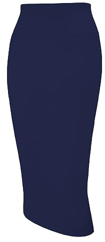 Tapata Women's Wear to Work Pencil Skirt Novelty Stretch High Waist Bodycon Below Knee for Business Office, Navy Blue, Large