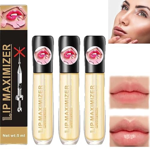 Lip Plumper, Lip Plumping Serum Instant Lip Filler, Vitamin E Lip Plumping Serum, Lip Maximizer Hyaluronic Lip Plumper, Lip Repairing for Reduce Lip Fine Lines, Suitable for All Skin Types (3pcs)