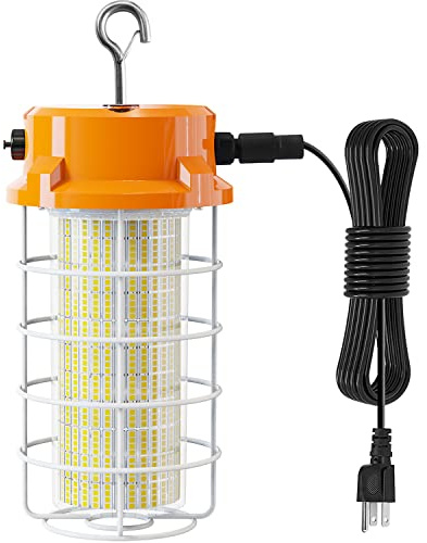 120W LED Temporary Work Light 18000LM Construction Lights 5000K Led Work Light IP67 Dust Waterproof Portable Lights with Stainless Steel Guard Hook for Factory Mine Wharf Job Site Garage Temp Lighting