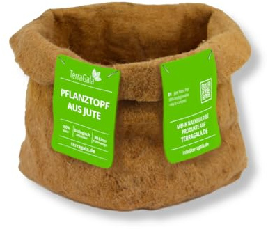 TerraGala Lot de 2 sacs de plantation en toile de jute - Pot de fleurs compostable - 30 l