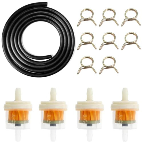 Benzinfilter, Kraftstofffilter, Benzinfilter Moped, 4 Stück Benzinfilter, 2m Benzinschlauch, 10 Stück Schlauchschellen, Benzinfilter Rasenmäher, Benzinfilter Motorrad, Kraftstofffilter Benzin